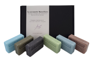 zeep bar cadeauset: Pavot, Huile d’argan, Musc, Marine, Citron verveine, Fleur de lotus
