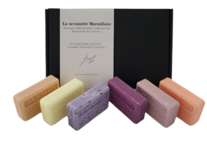 Savon de Marseille zeep set Patchouli, Unicorn, Lavendel scrub, Mimosa, Jasmijn, Sinaasappelbloesem