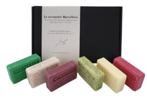 Marseille zeep bar cadeauset: Casis, Pastis, Vigne rouge, Menthe, Lait de coco, Mojito