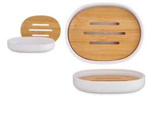 wit zeepbakje van bamboe